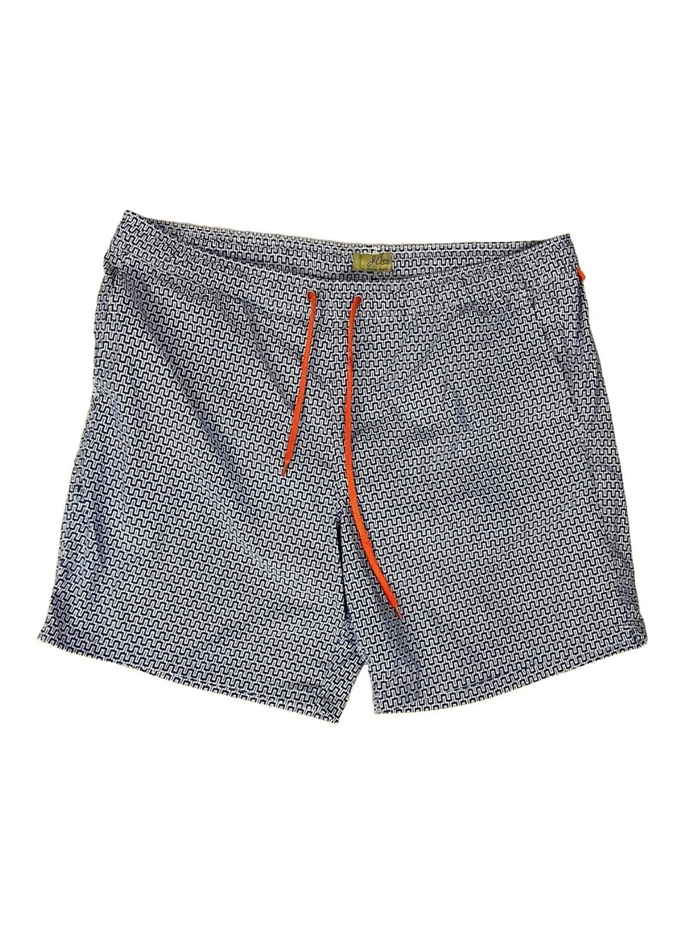 J Crew Sz XXL 8" Stretch Eco Drawstring Lined Swim Trunk In Blue Maze Print